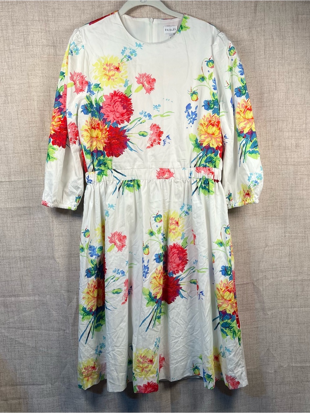 Hannah Painted Floral‎ by Paisley Dress White 100% Cotton NWT women's 22